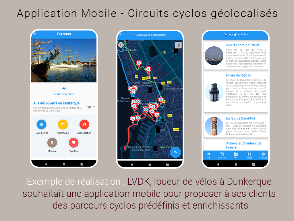 Développement applications mobile - alsace - psf informatique - exemple de realisation lvdk dunkerque circuit vélos